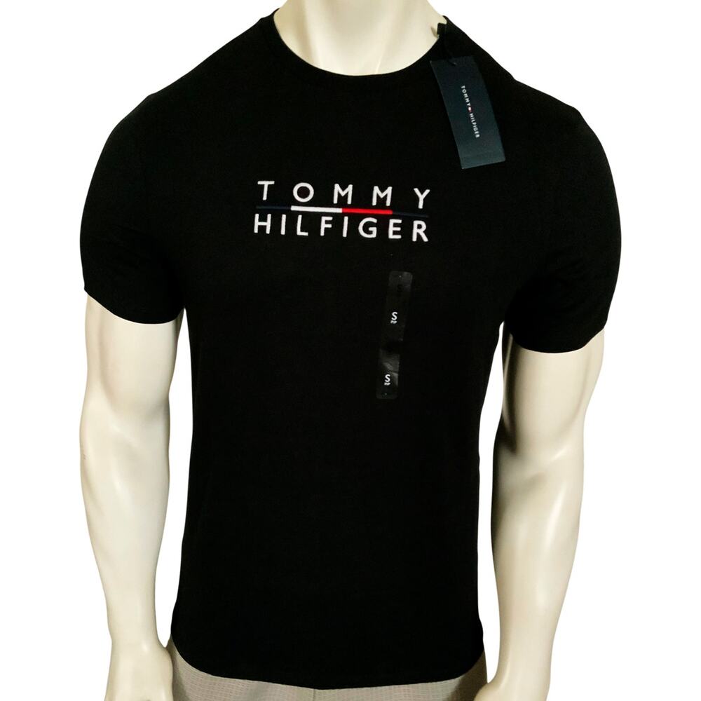 NWT TOMMY HILFIGER MEN'S BLACK CREW NECK SHORT SLEEVE T-SHIRT SIZE S XL